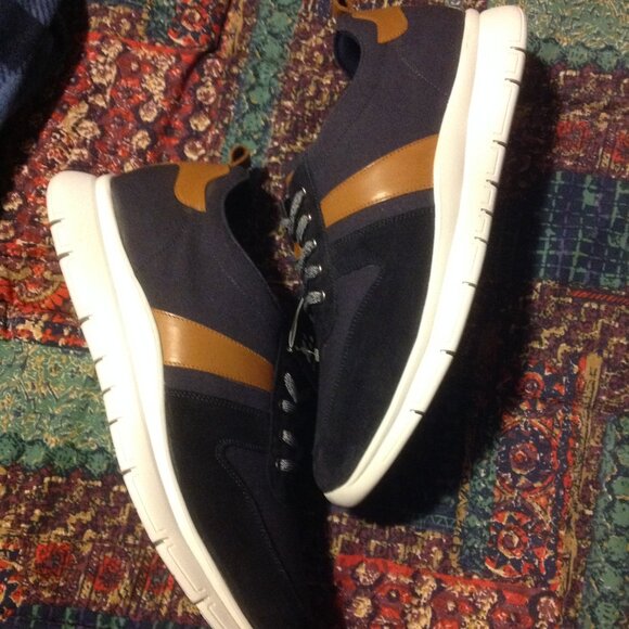 Thomas & Vine Men's Adler Navy Suede & Blue Textile Sneakers - 11.5 - New in Box - Picture 1 of 11